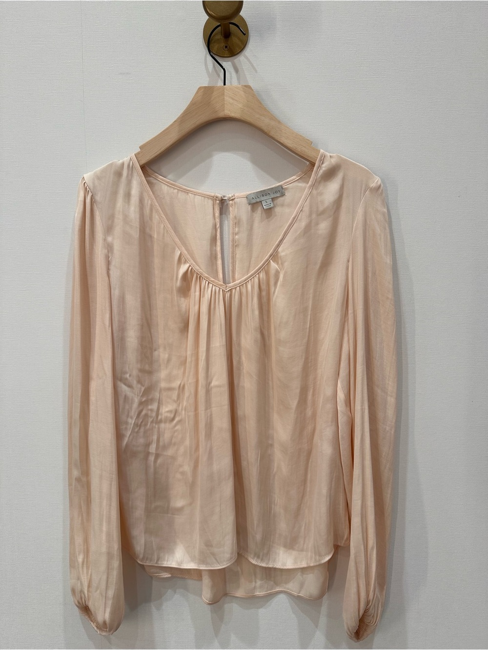 Allison Joy Blush-Peach V-Neck Long Sleeve Top